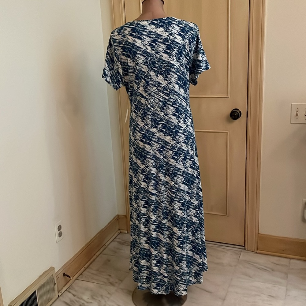 SOFT SURROUNDINGS NWT "Joanna" Resort Party Abstract Teal/Wht Faux Wrap Maxi 1X - Picture 4 of 16